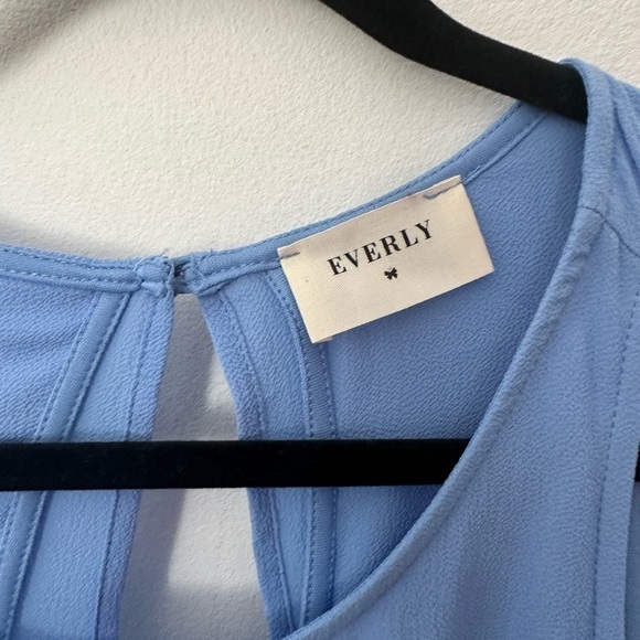 Everly Top Blouse Blue Sleeveless Summer Festival Flowy Top minimalist Spring - Picture 6 of 14